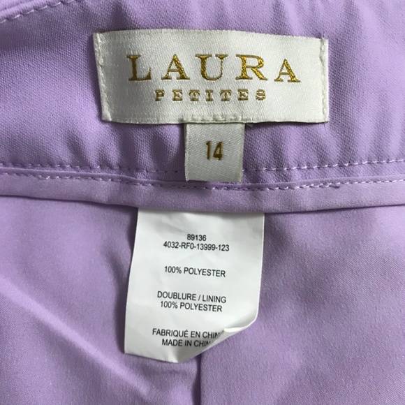 NWOT Laura Petites Dress Pants Size 14 Front Zipper Hook Wide Leg Purple Lilac - Picture 3 of 4